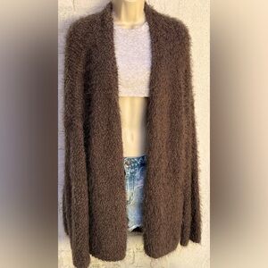 CURRENT AIR Longline Eyelash Knit Cardigan